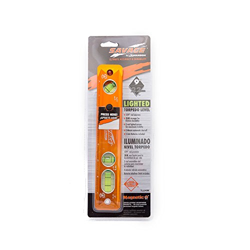 Swanson Tool Co TLL049M Savage Lightning Aluminum Torpedo Magnetic Illuminated Levels, 9", 3 Vials Swanson Tool Co., Inc