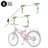 Bike Hanger Set - Set of 2 Overhead Pulley System Bike Hangers for Garage or Shed with 100lb Capacity for Bicycles or Ladders by Rad Sportz (Green) Bike Lane