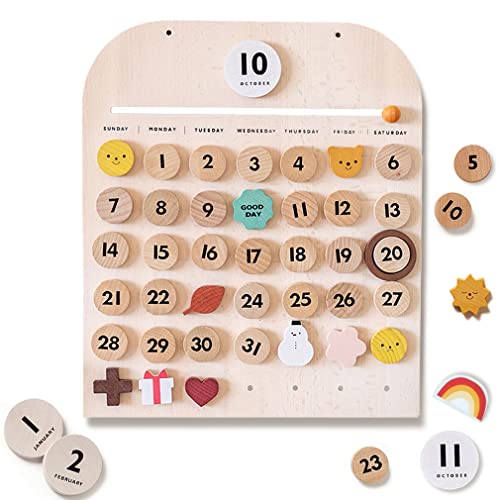 Wooden Calendar,Montessori Calendar for Kids to Learn Seasons, Toddler Preschool Calendar,Preschool Calendar for Kids Learning at Home and Classroom N.thr