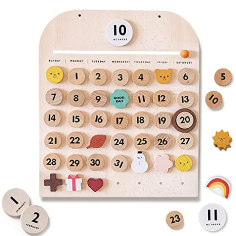 Wooden Calendar,Montessori Calendar for Kids to Learn Seasons, Toddler Preschool Calendar,Preschool Calendar for Kids Learning at Home and Classroom N.thr