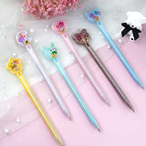 DIYBravo 6 Pcs Silicone Resin Cute Pen Molds, Star Bear Cat Bunny Moon Heart Head, UV Epoxy Resin Pen Casting Molds with 10 Black Refills for Kawaii DIYBravo