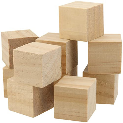 KEILEOHO 10 PCS 2.5 Inch Wooden Blocks, Unfinished Wooden Cubes, Solid Blank Square Blocks for Crafts, Painting, Puzzle Making, Decorating, DIY - WoodArtSupply