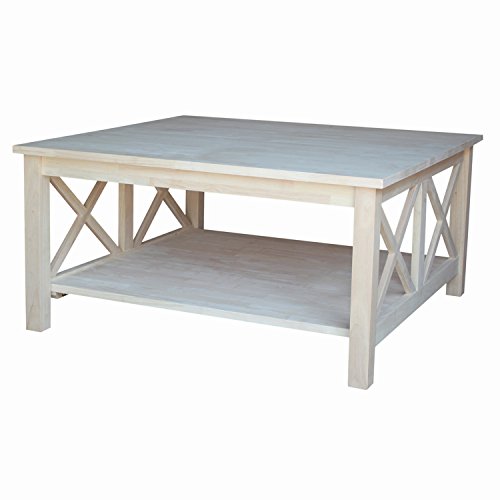 International Concepts Hampton Square Coffee Table, Unfinished - WoodArtSupply