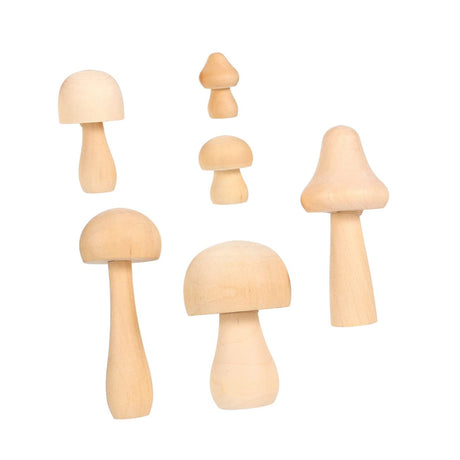 OFFSCH 5pcs Wooden Peg Mushroom Blank Craft Mushroom Wooden Peg Dolls Kid Toys Kids Painting Mushroom Models Kids Painting Toys Wooden People Figures OFFSCH