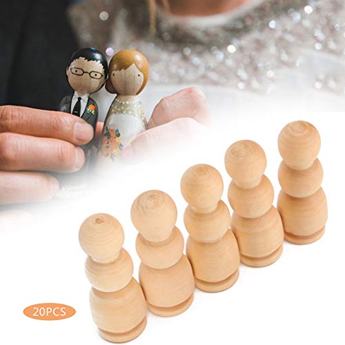 20Pcs Wooden Peg Dolls, Unfinished Wood People Bodies Shapes Figures for DIY Painting, Decoration, Peg Game, 2.7in Height - WoodArtSupply