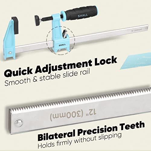 SHALL 12-Inch Steel Bar Clamps Set, 4-pack Medium-Duty Quick-Release F Clamps, 600 Lbs Load Limit for Woodworking, Metal working, DIY and Crafts SHALL