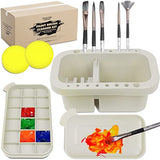 DUGATO Paint Brush Cleaner Washer, Multifunction Painting Brush Basin Holder and Organizer width Tray Palette Lid & 2 Art Sponges for Acrylic, DUGATO