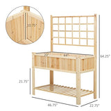Outsunny 47'' Wooden Raised Garden Bed with Trellis, Coutryside Style Elevated Planter Box Stand with Open Storage Shelf, Spacious Planting Area for Outsunny