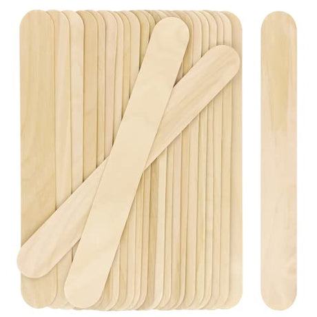 WISYOK 8'' Jumbo Craft Sticks, 60pcs Extra Large Natural Premium Wood, Ice Cream Sticks, Jumbo Sticks, Large Tongue Depressors, Plant Labels, Hair WISYOK