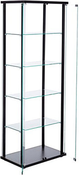 COASTER 5-Shelf Glass Curio Cabinet Black and Clear COASTER