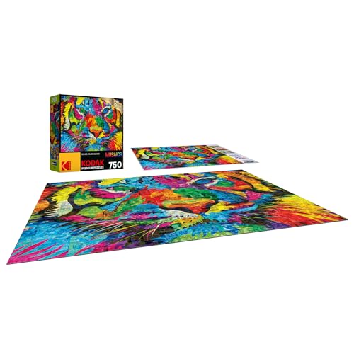 Cra-Z-Art - RoseArt - Kodak Premium Mosaics - Rainbow Tiger - 750 Piece Jigsaw Puzzle - WoodArtSupply