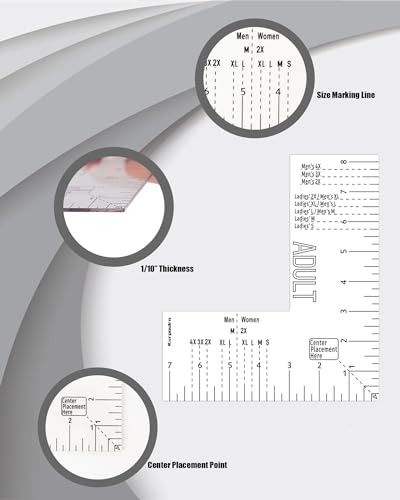 Karpoulra Tshirt Ruler Guide for Vinyl Alignment - Left Chest, T Shirt Ruler Alignment Tool Placement for Embroidery Heat Press Printing (Adult Men Karpoulra