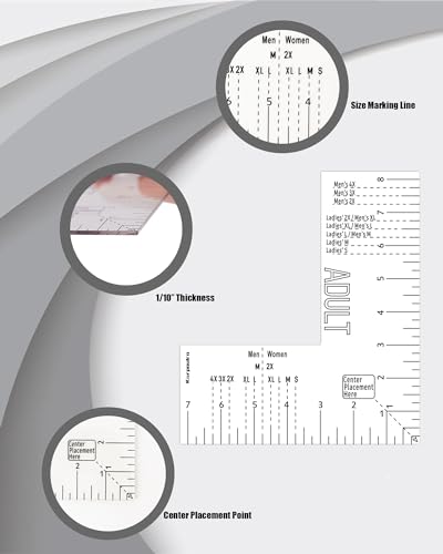Karpoulra Tshirt Ruler Guide for Vinyl Alignment - Left Chest, T Shirt Ruler Alignment Tool Placement for Embroidery Heat Press Printing (Adult Men - WoodArtSupply
