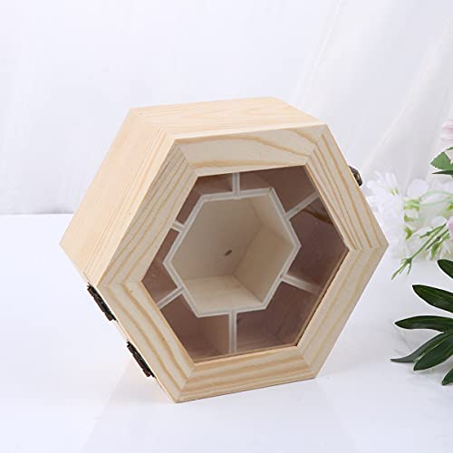 Unfinished Wooden Jewelry Box Wooden Jewelry Box Hexagon Jewelry Organizer Box Trinket Box Treasure Storage Box with 7 Compartments for Bracelet Milisten