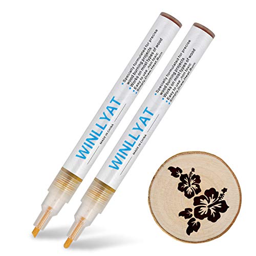 2 PCS Wood Burning Pen Winllyat Chemical Wood Burned Marker Pen for DIY Projects - Oblique Head and Round Head (Oblique Head and Round Head)