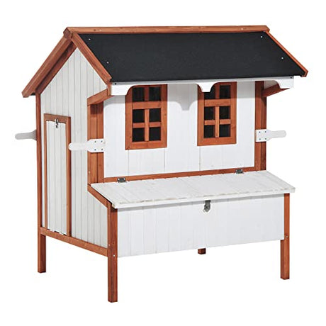 PawHut 47" Chicken Coop Wooden Chicken House Rabbit Hutch Raised Poultry Cage Portable Hen Pen Backyard with Nesting Box and Handles PawHut