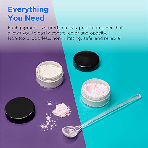 Rolio Pigments Interference Mica Powder - 12 Jars of Pigment Powder for Epoxy Resin, Nail Polish, Bath Bombs, Painting, Cosmetics, Soap Making, and Rolio