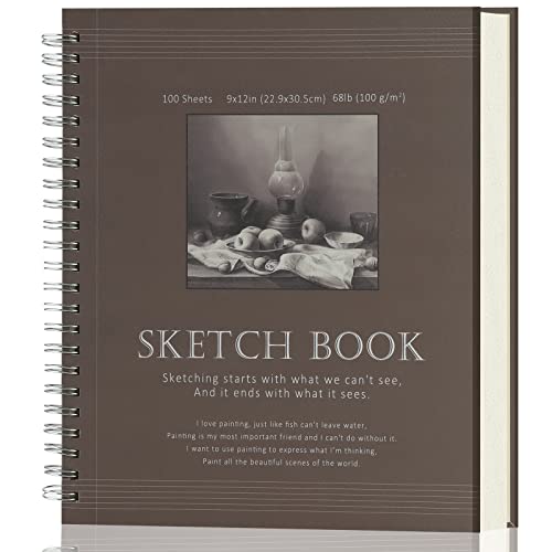 Sketch Book 9x12 - Sketchbook for Drawing - 100 Sheets (68 lb/100gsm),Drawing Pad with Sided Spiral Bound, Sketch Pads for Drawing for Adults for - WoodArtSupply