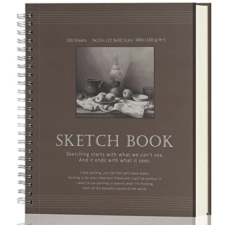 Sketch Book 9x12 - Sketchbook for Drawing - 100 Sheets (68 lb/100gsm),Drawing Pad with Sided Spiral Bound, Sketch Pads for Drawing for Adults for Fuxi
