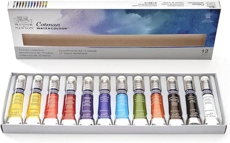 Cotman Watercolor Paints 8ml 12/Pkg-Assorted Colors Winsor & Newton