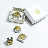 Wazakura 4PCS Mini Ikebana Kenzan Japanese Flower Holder, Made in Japan, Floral Arranging Pin Frog, Round Square - 1"(24mm) Brass Wazakura