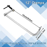 JMIATRY F Clamps 12 Inches Welding Clamps Steel Bar Clamp Heavy Duty Max Open 12-inch, Throat Depth 3 inch, 1320lbs Clamping Force, Pack of 2 JMIATRY