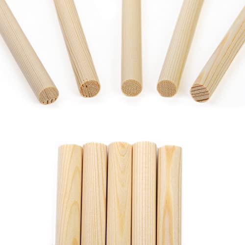 ZENFUN 50 Packs Wooden Dowel Rods, 12'' H x 1/2'' Dia Unfinished Wood Sticks for Crafts, Solid Hardwood Sticks for Crafting, DIY, Macrame