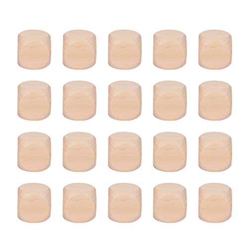 SUPVOX Blank Dice Dice 20pcs Blank Wood Dice Cubes Crafts Wooden Cubes Wood Square Blocks Square Wooden Blocks for DIY Crafts Making Painting (25mm) SUPVOX