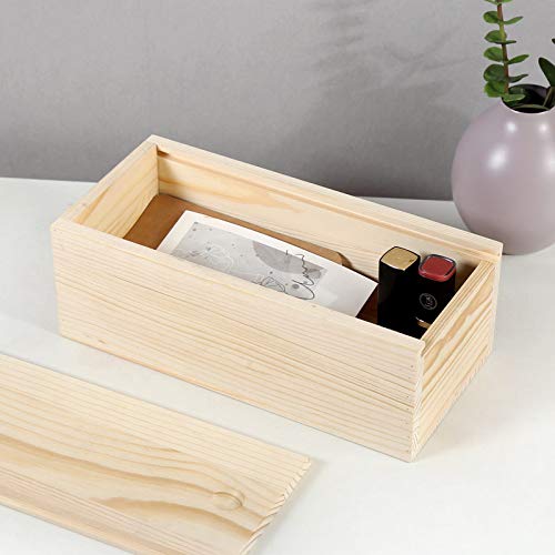 HZLHZYY 2 Pack Wood Box with Sliding Lid Unfinished Wood Storage Box Blank Natural Wood Box Case Container for Gift Jewelry Box, DIY Art Craft, HZLHZYY