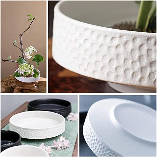 Japanese Ikebana Vase Kit, Flower Shallow Container Ceramics Flower Bowl Ikebana Vase with 1.57inch Flower Frog and Floral Frog Floristry Kenzan Eggone