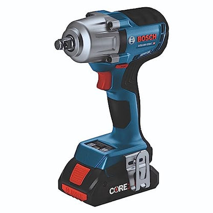 BOSCH GDS18V-330CB25 18V Brushless Connected-Ready 1/2 In. Mid-Torque Impact Wrench Kit with Friction Ring and Thru-Hole and (2) CORE18V® 4 Ah - WoodArtSupply