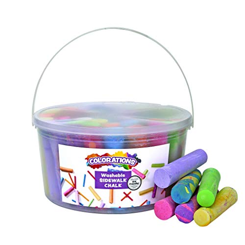 Colorations Sidewalk Chalk – 50pc 4” x 1” Washable, Bright Colored Chalk Set – Fun Kid Art Colors & Patterns – Draw on Classroom Chalkboard or - WoodArtSupply