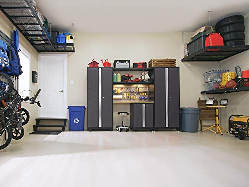 NewAge Products Garage Storage Cabinets Bold Series Gray Include Multi Use lockers, Rolling Tool, Base & Wall Cabinets with Lockable Doors, LED - WoodArtSupply