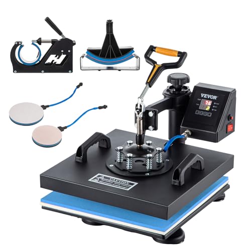 VEVOR Heat Press Machine, 15" x 15" 6 in 1 Combo Heat Press, Heat Transfer Machine 360-Degree Swing Away Digital Shirt Printing, Multi-function Heat VEVOR