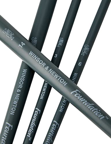 Winsor & Newton Foundation Acrylic Brush, Set of 6, Wood, Multicoloured, 7 x 1 x 4.3 cm Winsor & Newton