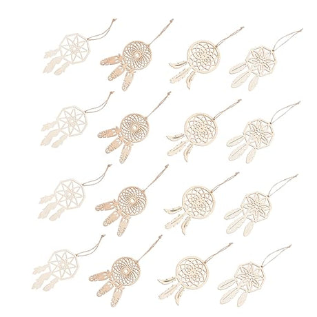 Yardenfun 40pcs Dreamcatcher Unfinished Wooden Dream Catcher Wood Dream Catcher Dream Catcher Making Dream Catcher Plaque Present Labels Wooden Tags Yardenfun