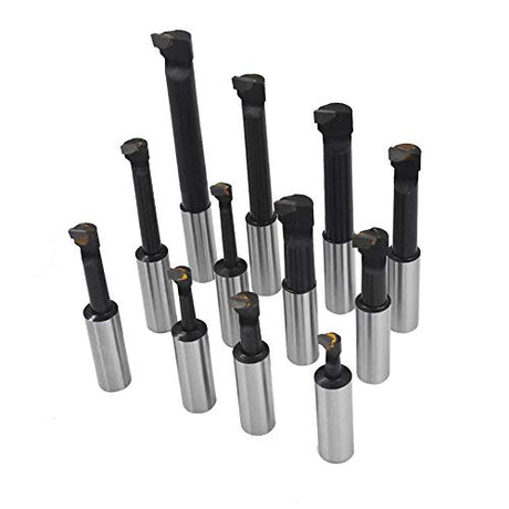 findmall 12Pcs 3 Inch Boring Head R8 Shank 3/4 Inch Carbide Boring Bar Boring Head Bar Milling Set findmall