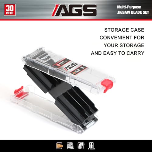 AGGRESSOR Jigsaw Blades Set 30 Piece,Assorted T-Shank Jig Saw Blades for Wood, Plastic and Metal Cutting,Multi-Purpose HCS/HSS Saw Blades AGGRESSOR