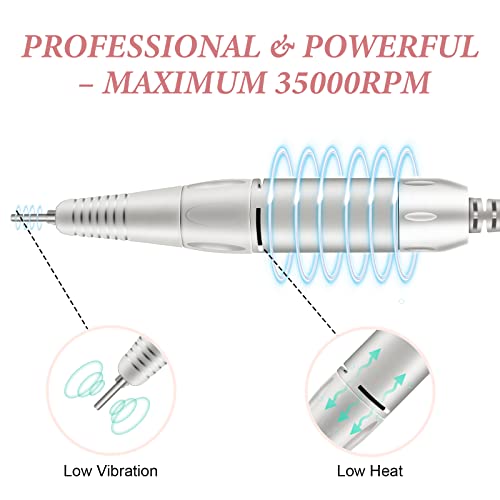 Electric Nail Drill, DELIFO Portable Nail Drill Professional 35000 RPM Nail File Machine Rechargeable Pedicure Acrylic Nails Polishing Tools with DELIFO