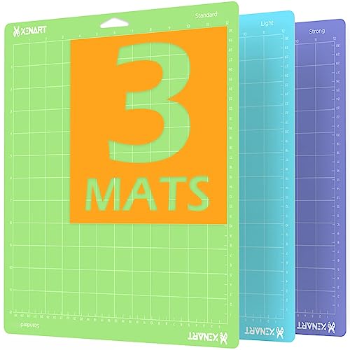 Xinart Cutting Mats for Cricut Maker 3/Explore 3/Maker/air 2,12x12 inch Standard+Light+Strong Grip 3pcs Variety Adhesive Replacement Cut Mats for - WoodArtSupply