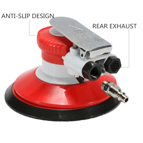 6 Inches Air Random Orbital Sander, Pneumatic Palm Sanders For Wood Polisher Metal,And Auto Body Work, Dual-action Sander Asabocai