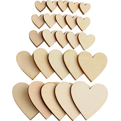 500 Pieces Wood Heart Cutouts Unfinished Wooden Heart Slices Blank Wood Heart Wood Slices Embellishments Ornaments for Christmas, Wedding, Valentine,