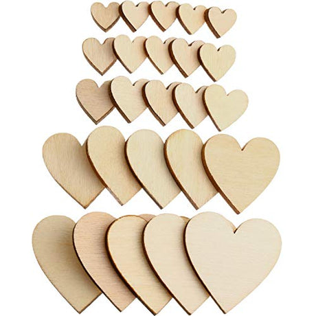 500 Pieces Wood Heart Cutouts Unfinished Wooden Heart Slices Blank Wood Heart Wood Slices Embellishments Ornaments for Christmas, Wedding, Valentine, Blulu