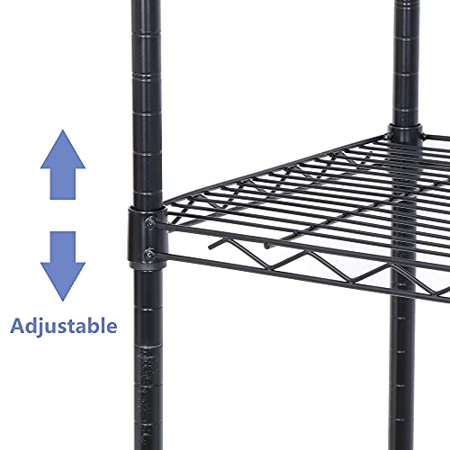 SUPER DEAL Black 5-Shelf Heavy Duty Storage Wire Shelving Unit with Wheels for Restaurant Garage Pantry Kitchen Garage Rack (30L x 14W x 63H) SUPER DEAL