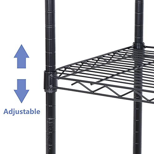 SUPER DEAL Black 5-Shelf Heavy Duty Storage Wire Shelving Unit with Wheels for Restaurant Garage Pantry Kitchen Garage Rack (30L x 14W x 63H)