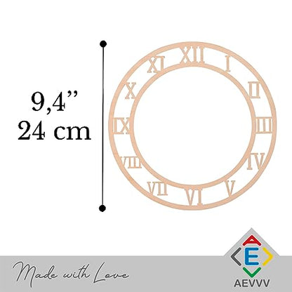 2pcs Unfinished DIY Wall Clock with Roman Numerals for Arts & Crafts, DIY Projects - 9.4 In - Make Your Own Clock Wall Decor, Clock Face DIY Home - WoodArtSupply