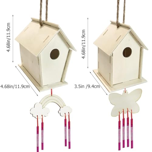 VILLCASE 1 Set Lanyard House Unfinished Arts Kits Kids Craft Wind Chime Ornament Wind Chime Pendant Wind Chime Kit Pigment Child Decorate Wood VILLCASE