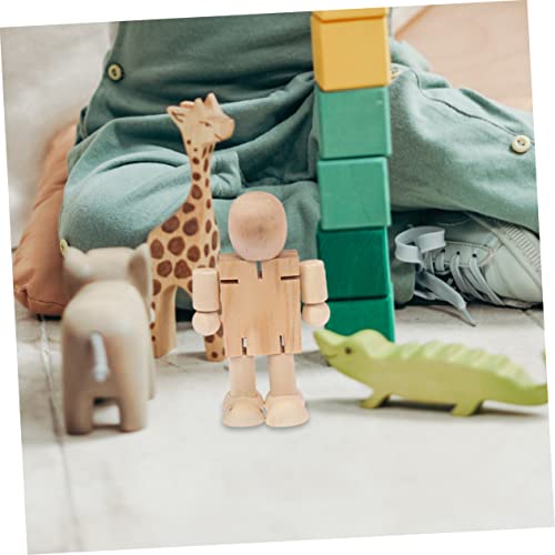 20 Pcs Wooden Robot Wood Educational Desktop Unpainted Peg People Unfinished Wooden Peg Doll Adjustable Wooden Figure Wood Human Figure Model DIY VILLCASE