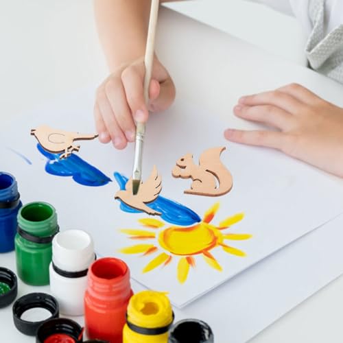 Operitacx 150pcs Unfinished Mini Wooden Ornaments Animal Theme Natural Wood Slices DIY Mini Wood Cutouts Ornaments Art Craft Classroom Decoration Operitacx