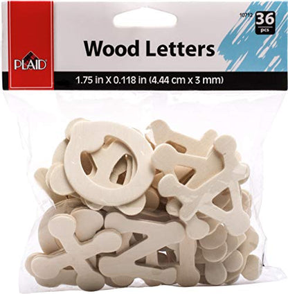 Plaid Dot Wood Letter Pack, 1 3/4" Fun Font, brown